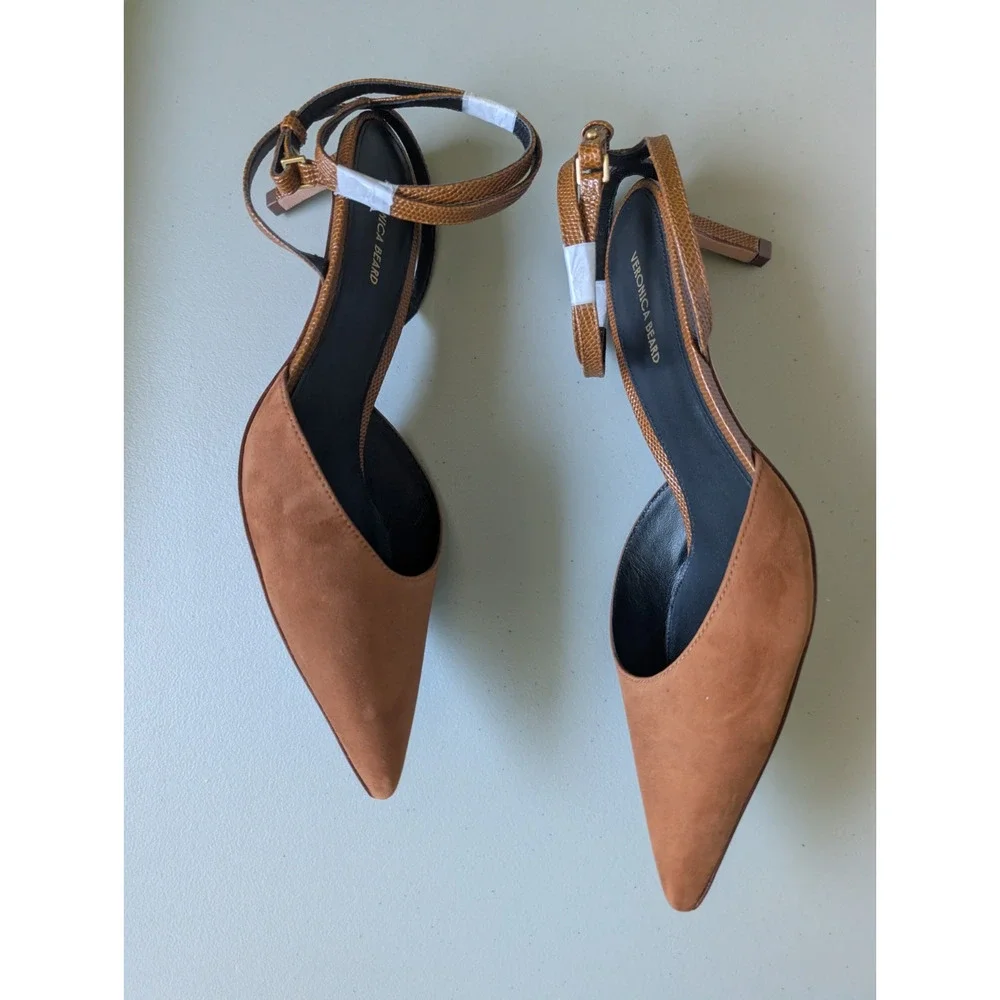 NIB Veronica Beard Colette Pointed-toe Ankle Strap Pump Size US 9M Caramel